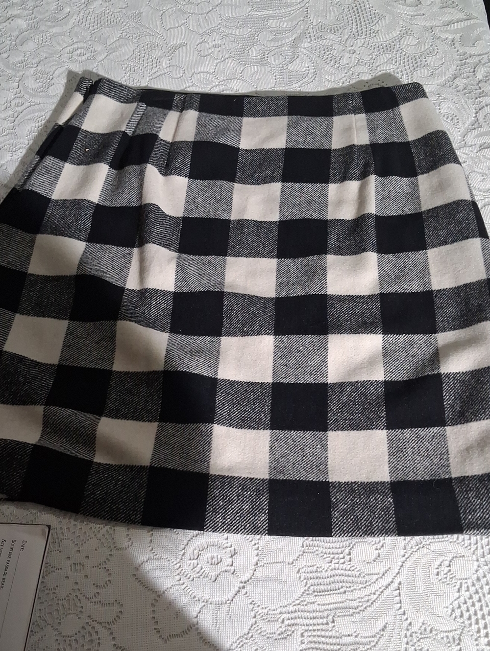 Talbots Black and White Buffalo Check Mini Skirt